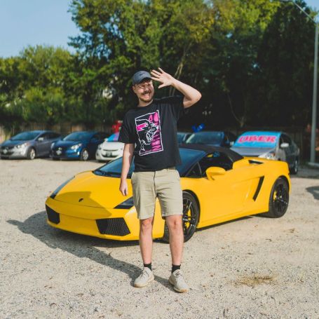 Jimmy Donaldson and his yellow Lamborghini.